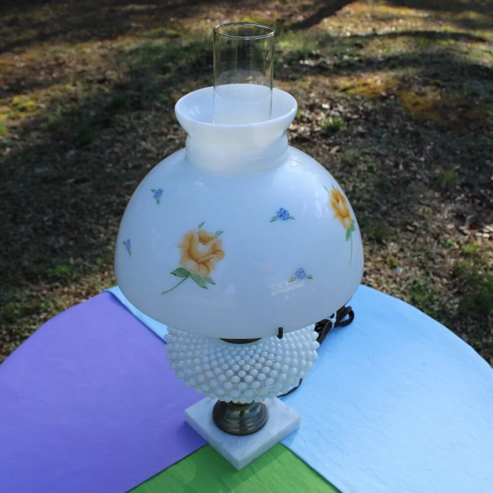 Hand Painted Fenton Student Lamp